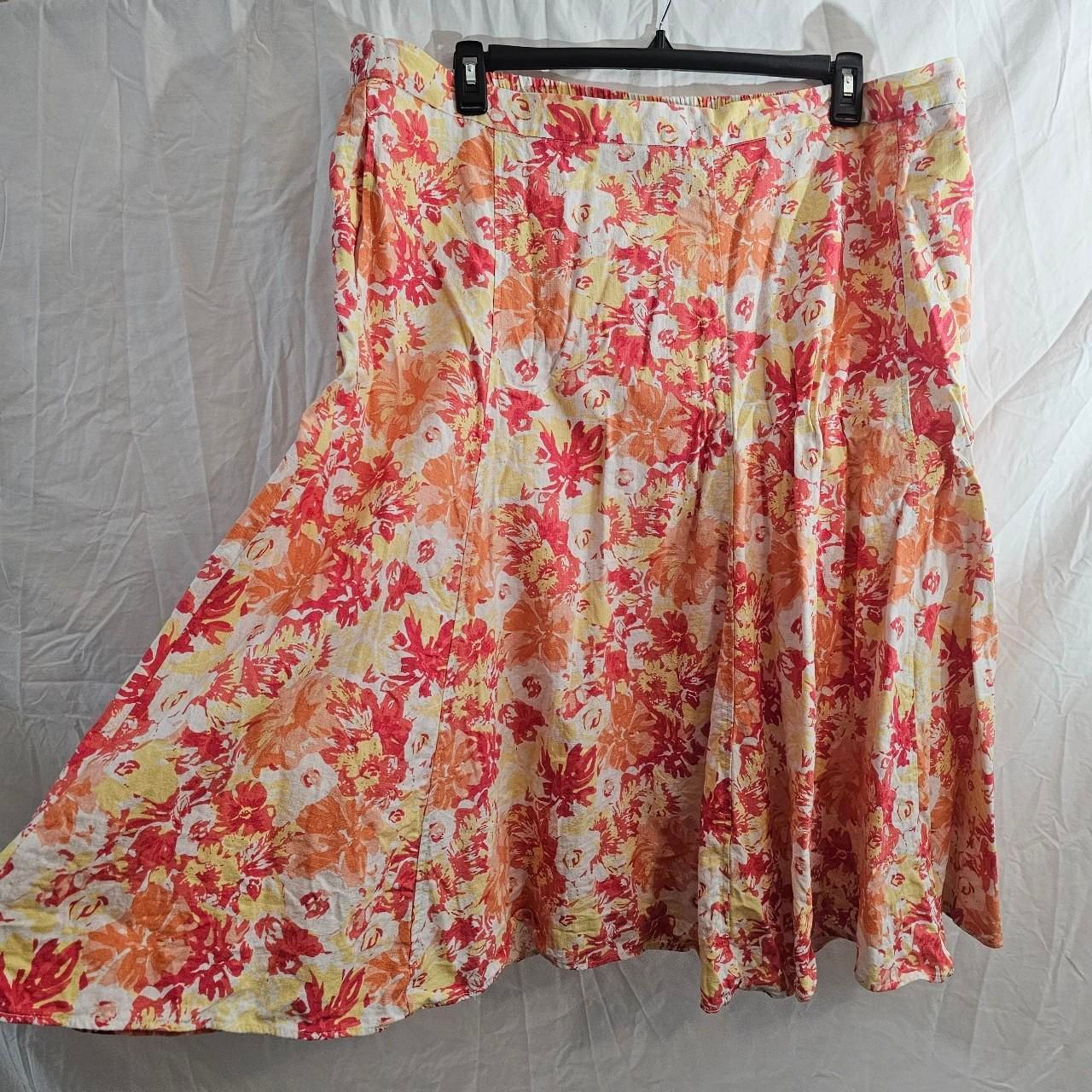 Peach Salmon Y2k Plus Size Floral Flare Skirt